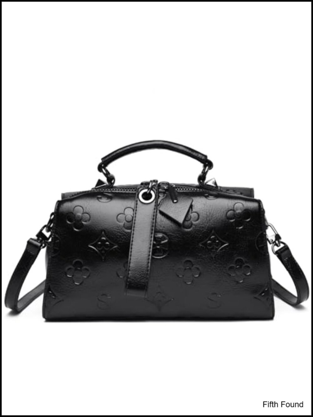 Faux Leather Small Satchel Crossbody Handbag Floral Embossed Top Handle Purse